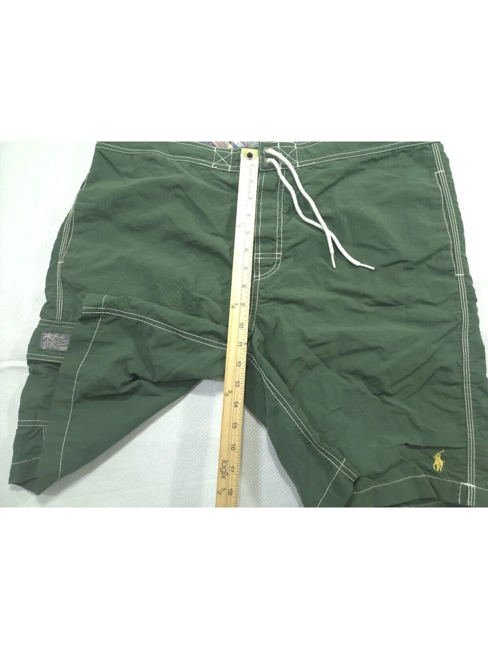 Polo Ralph Lauren Swim Trunks Mens Large Green Cargo Mesh Lined Shorts Vintage